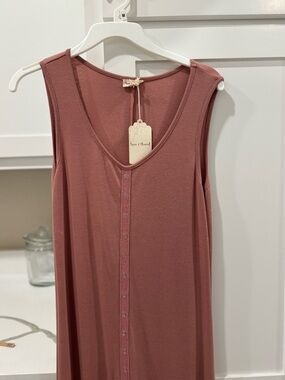 Hem & Thread Sleeveless Button-Front Maxi Dress - Dusty Rose